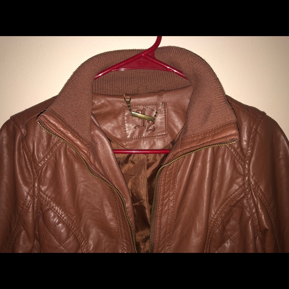 J-2 Toffee faux leather jacket